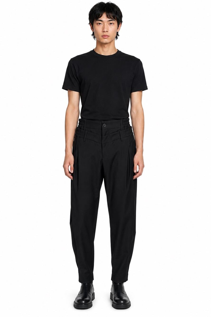 Feng Chen Wang Double Waistband Wool Trousers XS 28 NWT Black Avant Garde